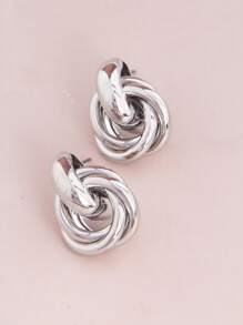 1 par de pendientes de aro únicos y creativos minimalistas en color dorado, adecuados para uso diario de las mujeres
