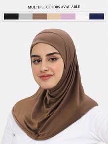 قطعة واحدة حجاب نسائي بأسلوب الشرق الأوسط لجميع الفصول، غطاء رأس إسلامي مناسب للاستخدام اليومي - متعدد الألوان - مشاهدة 3