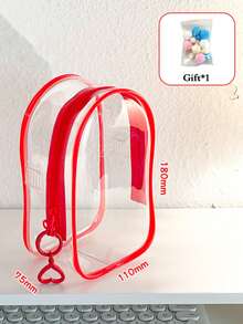 Chic Monster Clear PVC Storage Bag, Dustproof Transparent Protective Display Case For Standing/Sitting Figures, Portable & Waterproof PVC Organizer With Keychain For Dolls Such As Labubu, Cables Add Earbuds, FeatureValentine's/Christmas Gifts (Doll Not Included), For Labubu - Multicolor - View 7