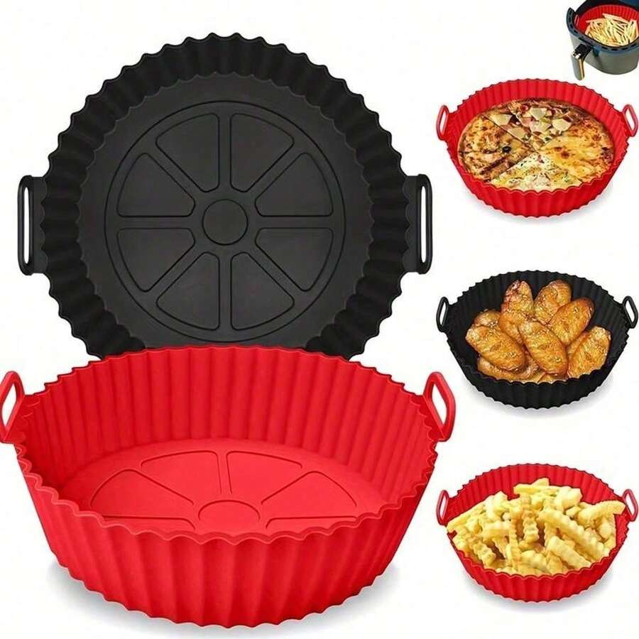 1pc Reusable Silicone Air Fryer Baking Tray, Air Fryer Accessory - Multicolor - View 1