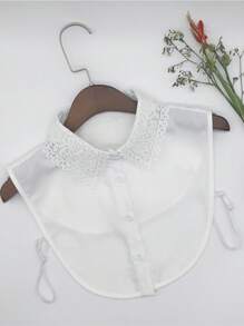 1 件女士刺绣蕾丝领，经典时尚雪纺假领，适合运动衫/运动衫，黑色和白色