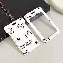 Portador de tarjeta de estudiante con diseño de pata de gato, portador de tarjeta de control de acceso, portador de tarjeta acrílico con cuerda colgante, portador de tarjeta de transporte público, para útiles escolares, de vuelta a la escuela - Funda para tarjeta de primavera - Ver 4