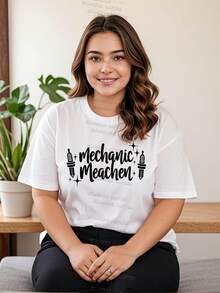 Camisas de manga corta para mujer, camisas 100% algodón para mujer, regalos para el día de la madre para S-2XL, regalos de cumpleaños para mujer, camiseta Meachen mecánica,Camiseta de mecánico, camiseta de mecánico diésel, camiseta de medio mecánico Meachen - Blanco - Ver 2