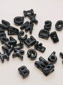 26 件时尚新款亚克力大孔英文字母珠子，适用于 DIY 手机挂绳、鞋饰、手工珠宝、节日礼物 - 亞克力大孔A---Z英文字母直孔串珠 - 查看 10