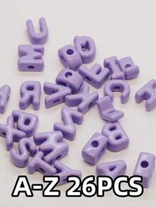 26 件时尚新款亚克力大孔英文字母珠子，适用于 DIY 手机挂绳、鞋饰、手工珠宝、节日礼物 - 亞克力大孔A---Z英文字母直孔串珠 - 查看 15