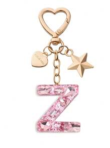 1pc Cute Bling Keychain Initial Letter Butterfly Star Pink Gift For Women Girls Bag Purse Handbags School Bag Car Key Cup Charms Accessories Car Accessories Goth Y2k