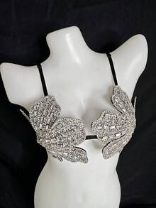 PAFAHE Sexy Bra Accessories, New European And American Sexy Lingerie With Hollow Strap And Leaf Design, Suitable For Wearing Outerwear In Summer And Autumn, Fashionable For Nightclub, Party, Vacation, Hotel, Music Festival - Silver - View 9