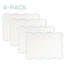 4pcs, Modern Solid Color Placemat Weaving Texture Composite Backing Scalloped Embroidery Edges Heat-Resistant Table Mat