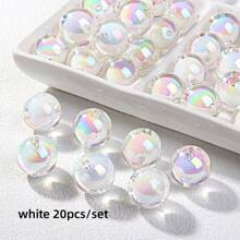 Enjoy Fun of DIY 20 Peças Contas Acrílicas Redondas Transparentes, Suprimentos para Fazer Pulseiras, Correntes de Telefone, Joias DIY