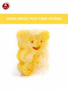 Kids Bath Sponge, Cartoon Soft Scrub Towel, Baby Bath Shower Sponge, Wood Pulp Material, Lather Easily