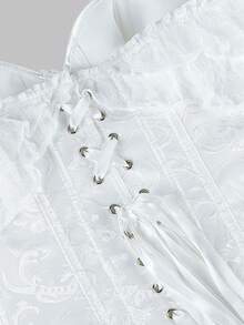 1 Stück Vintage Palast-Stil Spitzen-Bustier in Große Größen für Frauen, Off-Shoulder Bindebandkleid mit offenem Rücken, körperbetontes Abendkleid, Hochzeitskleidung