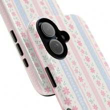 Pastel Floral  Case – Cottagecore Stripes With Dainty Flowers, Soft Pink & Blue Aesthetic, Spring Gift Idea, Tough Cover | #508 - Multicolor - View 8