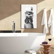 nutria, viene con funda de tejido, estilo en blanco y negro - mural de baño sin marco, decoración de baño, decoración de nutria - transparente - Ver 10