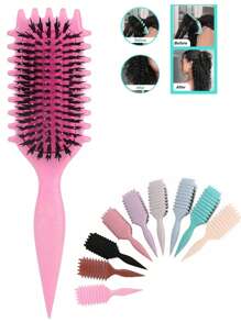 Cepillo definidor de rizos para cabello rizado, cepillo de estilo de rizos con volumen con diseño de ranura de borde, desenredador moldeador de rizos para rizos rebotones, control del frizz y definición de ondas, cepillo para cabello rizado para mujeres, herramienta para el cabello para uso húmedo o seco, ideal para uso diario o viajes, de vuelta a la escuela, artículos esenciales para viajes, accesorios para el cabello para mujeres