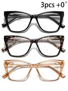 Oversized Reading Glasses Women Cat Eye Style Blue Light Computer Reader Designer Fashion Spring Hinge Eyewear PT2005 - 透明 - 查看 10