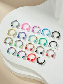 1 件装鼻中隔马蹄形耳环女士不锈钢眉耳屏唇环 16G 8 毫米防过敏鼻环穿孔饰品