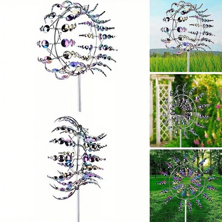 A Magical Kinetic Golden Windmill Rotator Wind Catcher, A Creative Yard Garden Lawn Outdoor Yard Decoration Unique Wind Collector - 1 件 - 查看 1