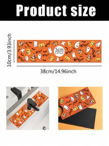 1pc 10*38cm (3.93*14.96inch) Halloween Decorative Sink Mat, Pumpkin & Ghost Print Kitchen Sink Countertop Protector Pad, Adding Holiday Atmosphere, Halloween Home Party Decor, Cute Orange BOO Theme - Multicolor - View 10