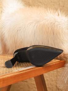 女士厚底高跟休闲一脚蹬鞋 - 黑色 - 查看 7