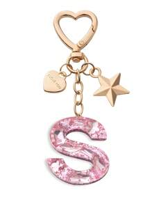 1pc Cute Bling Keychain Initial Letter Butterfly Star Pink Gift For Women Girls Bag Purse Handbags School Bag Car Key Cup Charms Accessories Car Accessories Goth Y2k