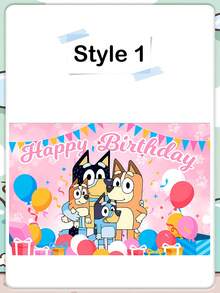Fondo de fotografía de la casa de dibujos animados Bluey, fondo exterior con cielo azul y camión, decoración de fiesta de mascotas, banner de fondo perfecto para photocall de fiesta de cumpleaños, props de estudio, fondo de feliz cumpleaños, ducha hawaiana, fondo hawaiano con globos, fondo de dibujos animados, banner de decoración de fiesta - Multicolor - Ver 4