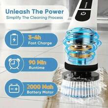 1 Electric Multifunctional Cleaning Brush, Long Handle Mop, Extended Telescopic Pole For Home, Kitchen, Bathroom, Toilet Cleaning Magic, Seven Brush Heads (Nine Brush Heads) Suitable For Various Scenarios