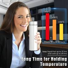 4 Pieces Smart Water Bottles with LED Temperature Display Tea Infuser Bottle Double Wall Insulated Water Flask Stainless Steel Water Bottle That Keeps Water Cold and Warm Leak Proof Vacuum Travel Mug - por defecto - Ver 5