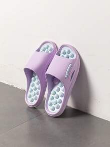 粉色女士按摩拖鞋，圆球鞋底，足底穴位按摩，舒适柔软，淋浴凉鞋，室内家居拖鞋 - 淡紫色 - 查看 2