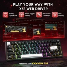 ATTACK SHARK X65 HE 机械键盘，8kHz 轮询率，0.01mm 可调触发，0.125ms 延迟，可热插拔 RGB 背光 PBT 键帽，防鬼键，有线磁吸游戏键盘，带编织线缆 - 彩色 - 查看 8