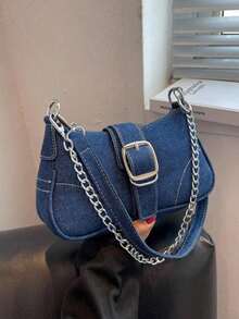 Túi đeo vai có chi tiết khóa trang trí, đường may tinh tế, dây đeo dạng xích, túi đeo vai nữ có khóa trang trí, túi hobo thời trang đường phố, bộ túi đeo chéo và ví cỡ nhỏ/trung bình, thích hợp cho mua sắm, hẹn hò, dành cho phái nữ. - Nhiều màu - Xem 10