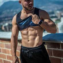 Sauna Suit Sweat Waist Trainer Vest Men Sweat Workout Top Shaper - Deep Blue - View 9