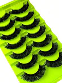 7 Pairs Of Classic Russian Volume Eyelash Extensions, Cat Eye Style, Made Of Mink Hair Material, Natural Appearance D Curl Fluffy False Eyelashes, Natural Dense Fluffy Curl False Eyelashes, 8D Curl Dramatic Eyelashes, Long-Lasting And Thick False Eyelash Strips That Lengthen And Volumize The Eyes, Reusable Strip Lashes,Lashes,Eyelashes,Fake Lashes