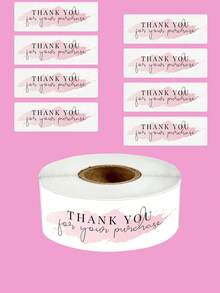 120Pcs/Roll, Rectangular Thank You For Your Order Sticker, Label Sticker, Packaging For Small Business, Order, Decoration, Gifts - Pink - View 1