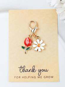 Set de 6 llaveros con tulipanes y margaritas, adecuados como colgantes, cadenas y decoración de bolsos, diseño floral de moda, regalo ideal para cumpleaños, bodas, Día del Maestro, Día del Padre, Día de la Madre, cumpleaños de amigos, accesorio perfecto para bolsos, llaveros de coche, excelente para el nuevo período escolar y graduación, diseñado para mujeres - Multicolor - Ver 9