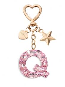 1pc Cute Bling Keychain Initial Letter Butterfly Star Pink Gift For Women Girls Bag Purse Handbags School Bag Car Key Cup Charms Accessories Car Accessories Goth Y2k
