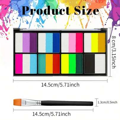 8-Compartment Water-Soluble Face Painting Palette, Vibrant Colors Suitable For Halloween, Sports Events, Cosplay, DIY,For School Supplies,Back To School