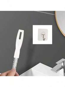 1pc Flexible Hair Drain Clog Remover, Flexible Shower Drain Cleaning Brush, Drain & Toilet Cleaner, Sink Cleaning Brush, Drain Cleaner, Flexible Cleaner, Clog Removal Tool, Suitable For Sink, Kitchen, Bathroom, Bathtub, Pipe Cleaning Tool, Drain Unclogging Brush - White - View 4