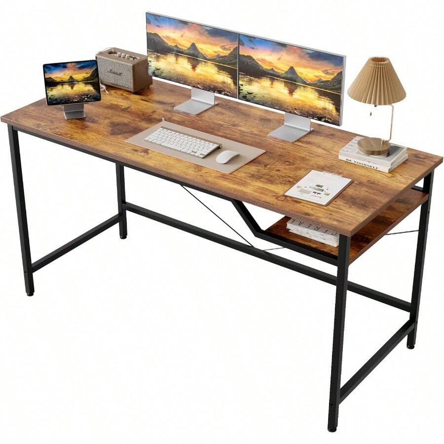 Computer Desk 48inch Gaming Desk For Small Spaces Modern Simple Style Table For Home Office Study Student Writing Table Rustic Brown 48 Inch - Nâu mộc mạc - Xem 1