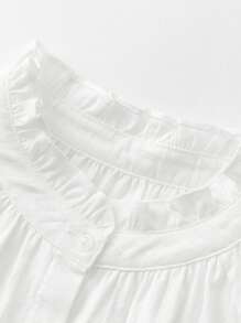 mini bala 2025秋季甜美女童荷叶边领长袖衬衫 - 灰白 - 查看 7