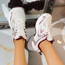 Contrast Color Mesh Sneakers, The First Choice For Comfortable Bowling Alleys, Breathable And Cushioning, Help You Throw Accurately, And Are Also Great For Daily Exercise - Red - View 2