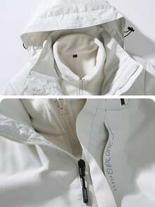 男士户外突击夹克，带帽防风、防水、防污登山夹克，带可拆卸风帽 - 白色 - 查看 4