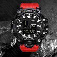 多功能男士手表，时尚运动风格电子表，带日期、秒表、夜光显示、电池供电 - 舒适表带，完美礼物 - A - 查看 10