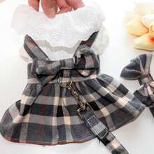 4 件套狗狗连衣裙（带牵引绳），宠物公主裙，适合春、夏、秋季