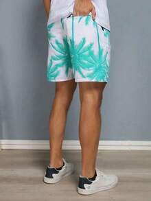 Bermudas Masculinas  Mauricinho Shorts Seca Rápido  Surf Estampada Praia Tactel  Adulto  Shorts - Verde - Visão 5