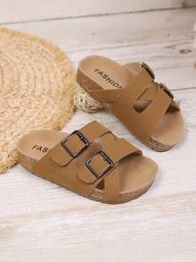1 đôi dép xăng đan đế bằng mềm mại, chống trượt, kiểu dáng tối giản, có khóa cài đôi, thích hợp cho kỳ nghỉ hè ở bãi biển. - màu nâu - Xem 4