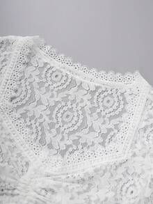 ii 女式 Dirndl 衬衫蕾丝白色传统巴伐利亚啤酒节服装上衣，万圣节 - 白色 - 查看 3