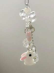 1 pieza Accesorio creativo Colgante de teléfono de conejo de resina con campana, estilo lindo Y2K - Multicolor - Ver 2