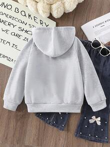 Áo nỉ có mũ lót nhiệt in hình trái tim thời trang thu đông 2024 cho bé gái mới lớn, đa năng, thường ngày, có khóa kéo - Xám - Xem 9