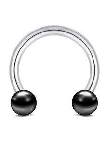 1 件装鼻中隔马蹄形耳环女士不锈钢眉耳屏唇环 16G 8 毫米防过敏鼻环穿孔饰品