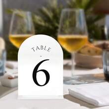 10pcs Gold Mirror Acrylic Table Numbers 1-10 With Holder, Gold Arch-Shaped Acrylic Table Sign Holder Suitable For Wedding Reception, Party, Event, Birthday